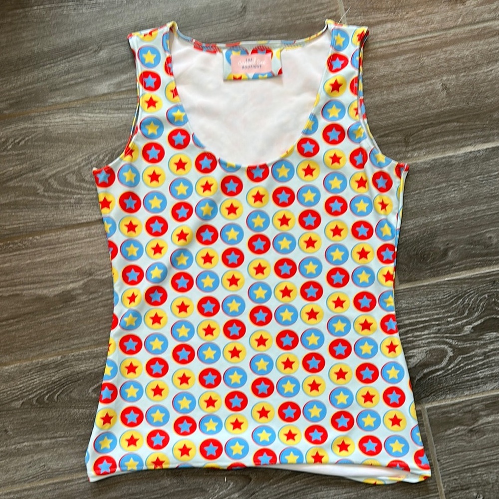 Casual Bee Disney Pixar womens Toy Story ball Pattern Tank Top size small EUC